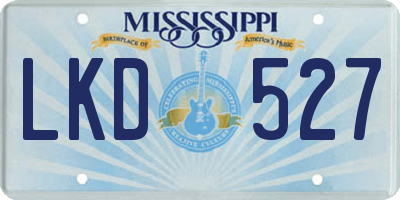 MS license plate LKD527