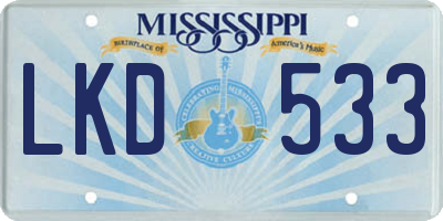 MS license plate LKD533