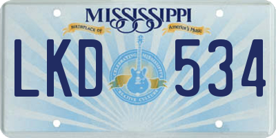 MS license plate LKD534