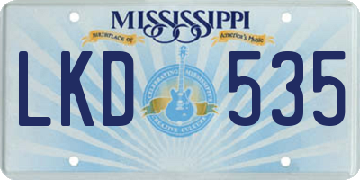 MS license plate LKD535