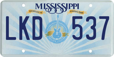 MS license plate LKD537