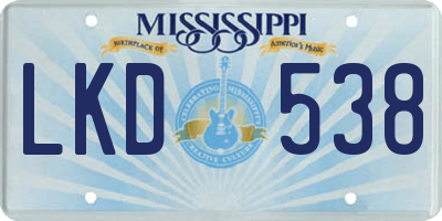 MS license plate LKD538