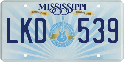 MS license plate LKD539