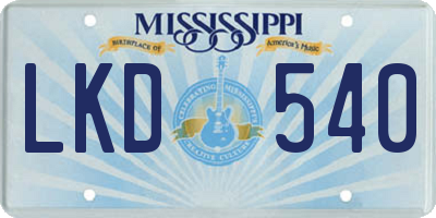 MS license plate LKD540