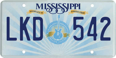 MS license plate LKD542