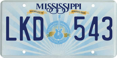 MS license plate LKD543