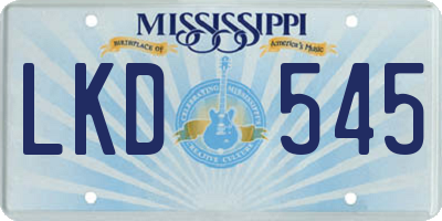 MS license plate LKD545
