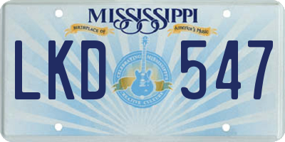 MS license plate LKD547