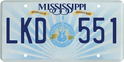 MS license plate LKD551
