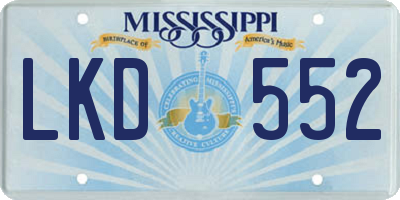 MS license plate LKD552