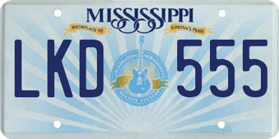 MS license plate LKD555