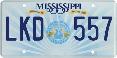 MS license plate LKD557