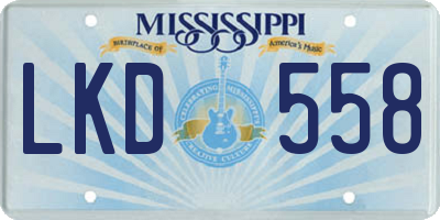 MS license plate LKD558
