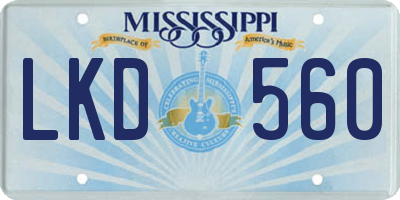 MS license plate LKD560