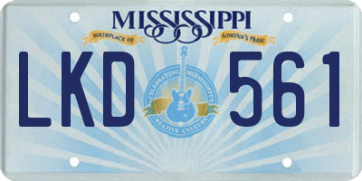 MS license plate LKD561