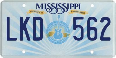 MS license plate LKD562