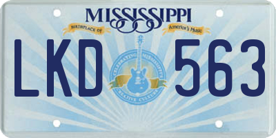 MS license plate LKD563
