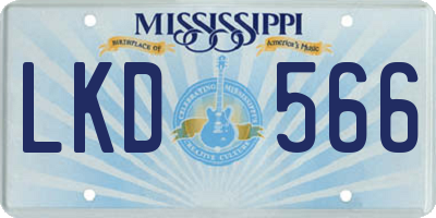MS license plate LKD566