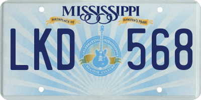 MS license plate LKD568