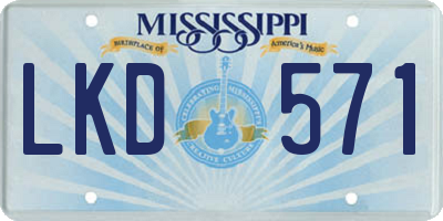 MS license plate LKD571
