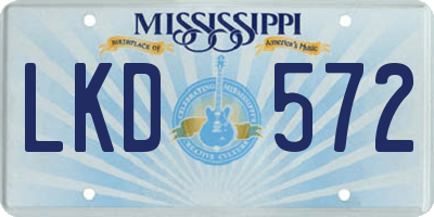 MS license plate LKD572