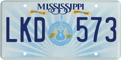 MS license plate LKD573