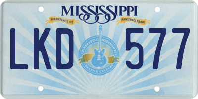 MS license plate LKD577