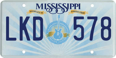 MS license plate LKD578