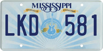 MS license plate LKD581