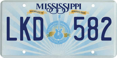 MS license plate LKD582