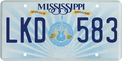 MS license plate LKD583
