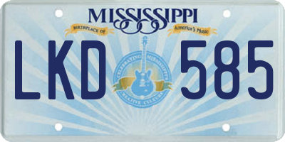 MS license plate LKD585