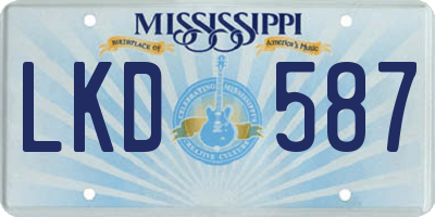 MS license plate LKD587