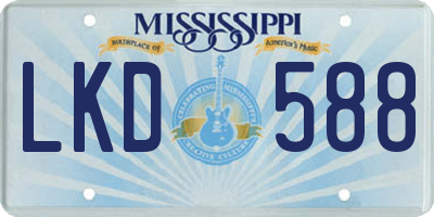MS license plate LKD588