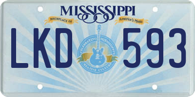 MS license plate LKD593