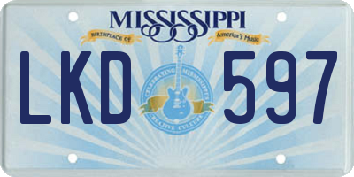 MS license plate LKD597