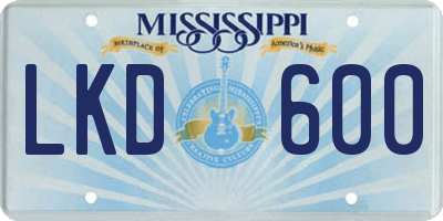 MS license plate LKD600
