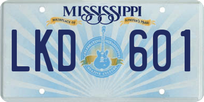 MS license plate LKD601