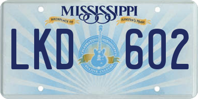 MS license plate LKD602