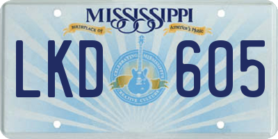 MS license plate LKD605