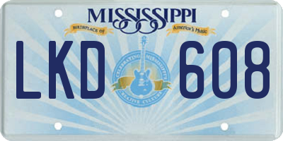 MS license plate LKD608