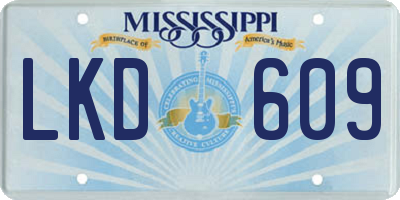 MS license plate LKD609