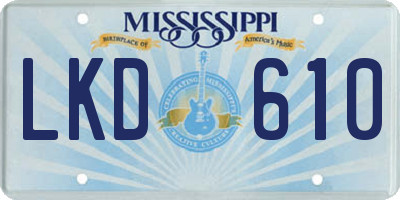 MS license plate LKD610