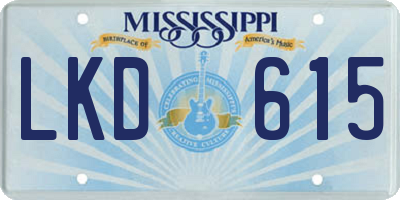 MS license plate LKD615