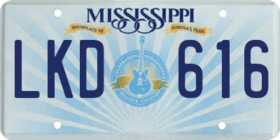 MS license plate LKD616
