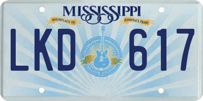 MS license plate LKD617