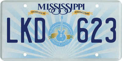 MS license plate LKD623