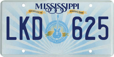 MS license plate LKD625