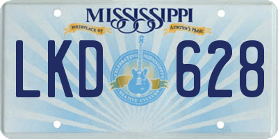 MS license plate LKD628