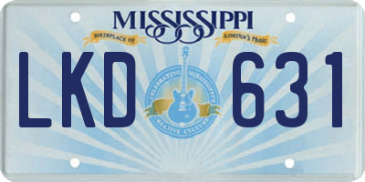MS license plate LKD631